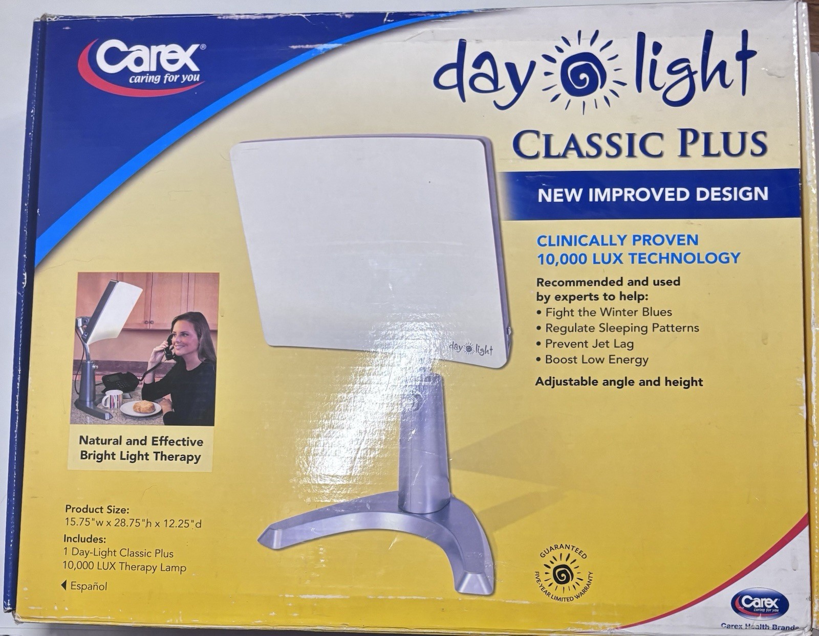 Carex Day-Light Therapy Lamp Classic Plus 10000 LUX New Open Box DL93011
