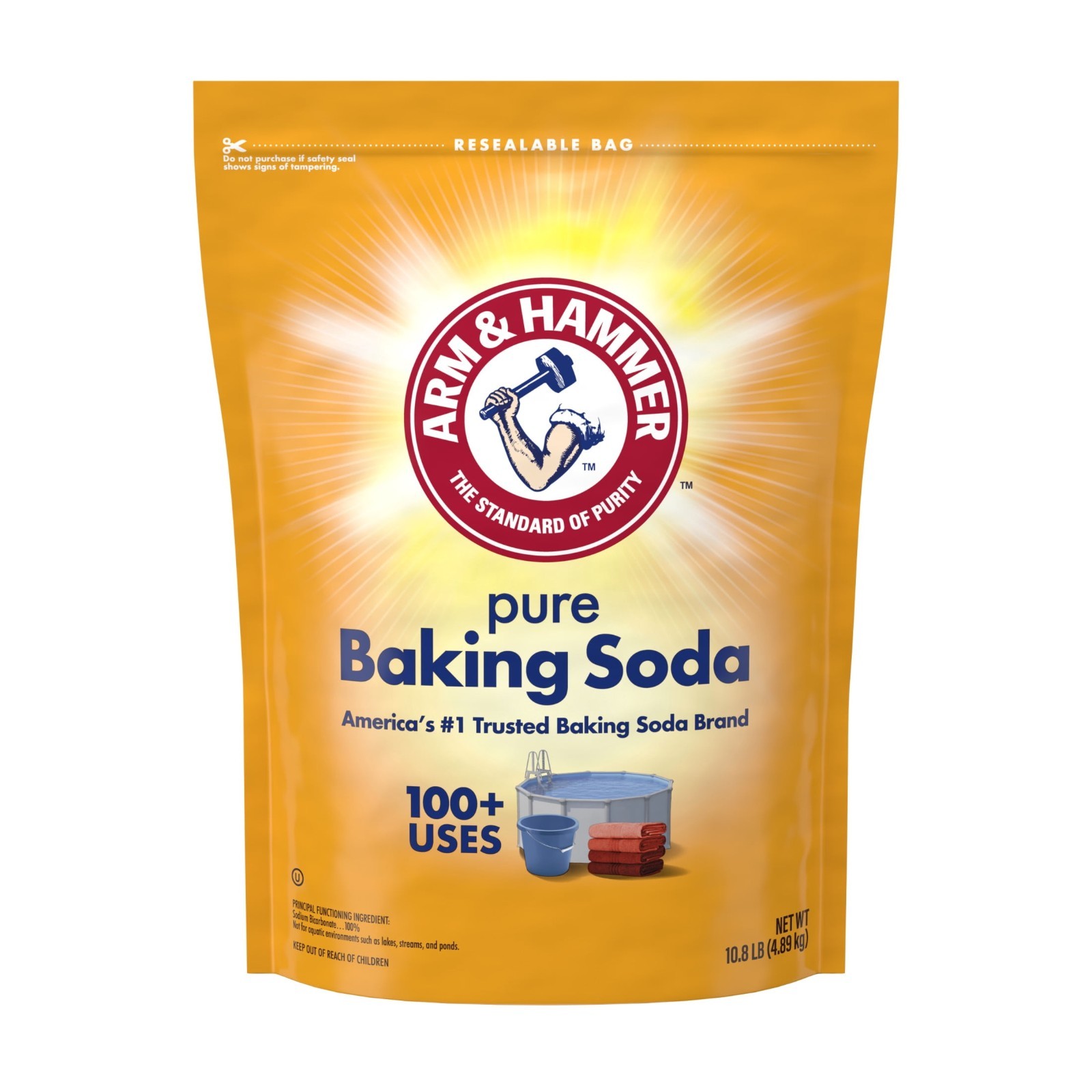 ARM & HAMMER Pure Multi-Purpose Baking Soda for Pool, Cleaning, 10.08lb