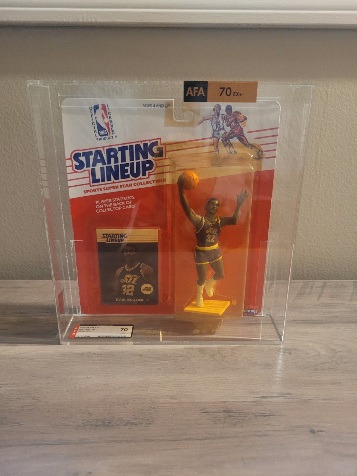 VTG NEW Starting Lineup Karl Malone 1988 Kenner Utah Jazz SLU Figure AFA GRADED