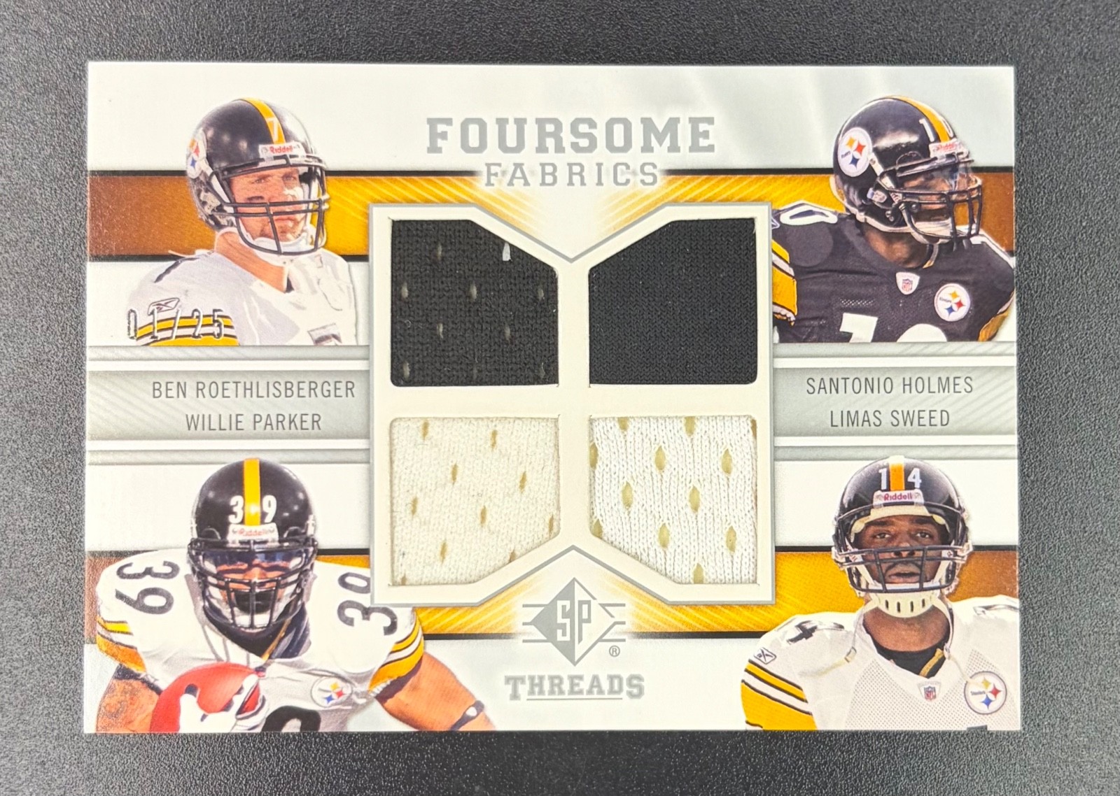 2009 SP Threads Foursome Fabrics Roethlisberger Holmes Parker Sneed /25 Steelers 2009 SP Threads Foursome Fabrics Roethlisberger Holmes Parker Sneed /25 Steelers