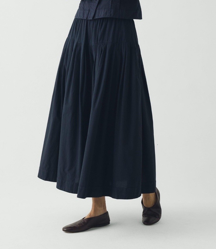 Toast Pleated Raised Stripe Slate Cotton Skirt Size Medium Toast Pleated Raised Stripe Slate Cotton Skirt Size Medium