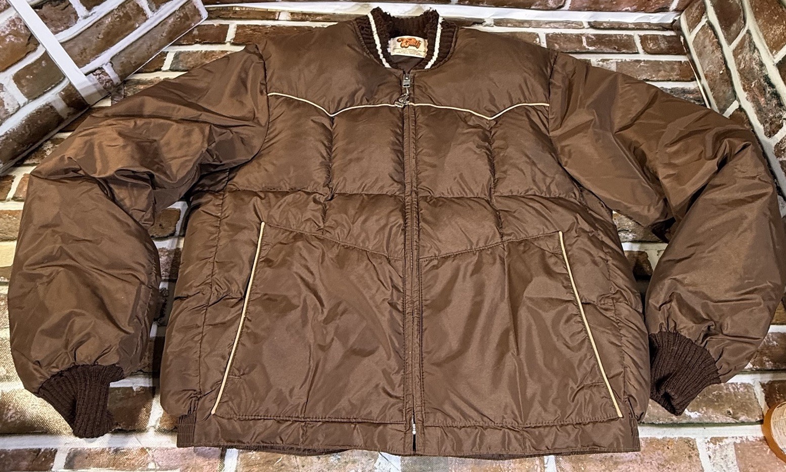 Vintage Comfy Jacket Men\'s Large Western Down Puffer Yoked Brown USA Made Vintage Comfy Jacket Men\'s Large Western Down Puffer Yoked Brown USA Made