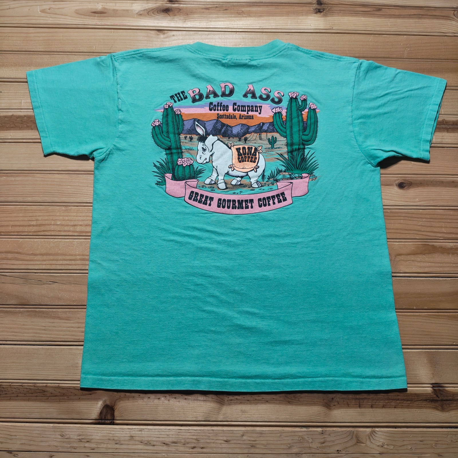 Vintage 90s Bad Ass Coffee Company Kona Scottsdale Arizona T-Shirt USA - Large