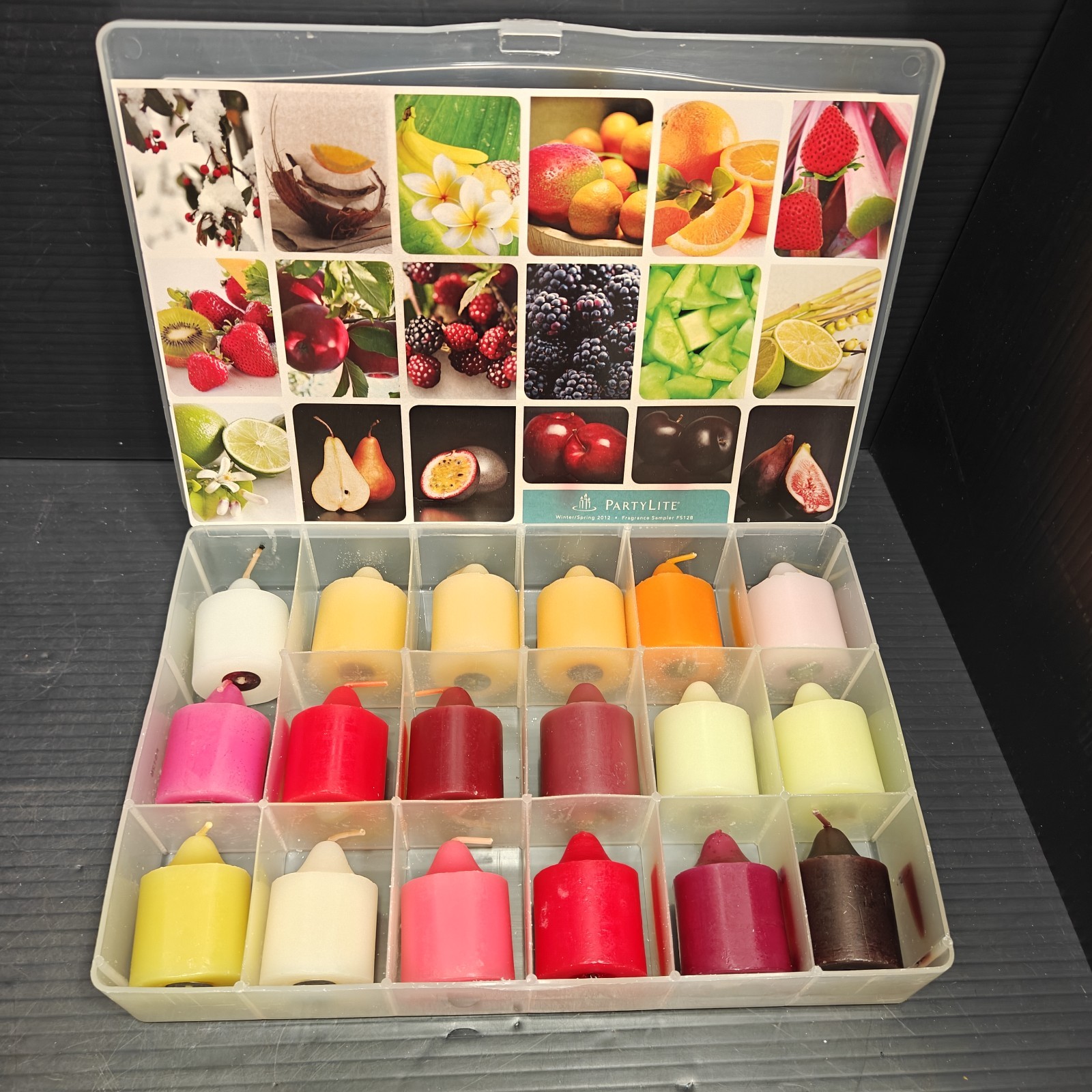 Vintage PartyLite Votive Organizer 18 Sample Candle Scents assorted