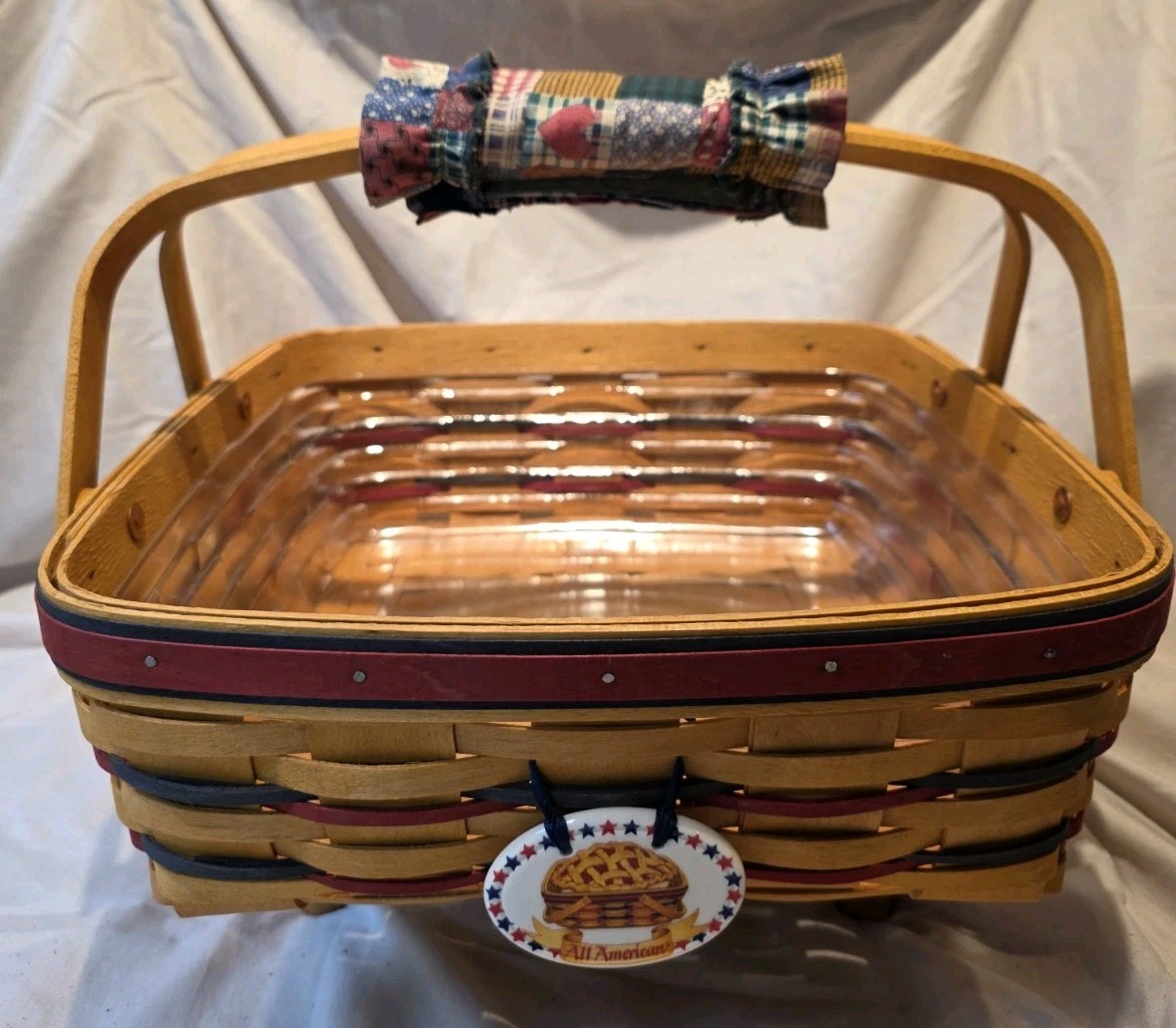 1998 Longaberger Handwoven All American Basket handle pad, Protector, Medallion 