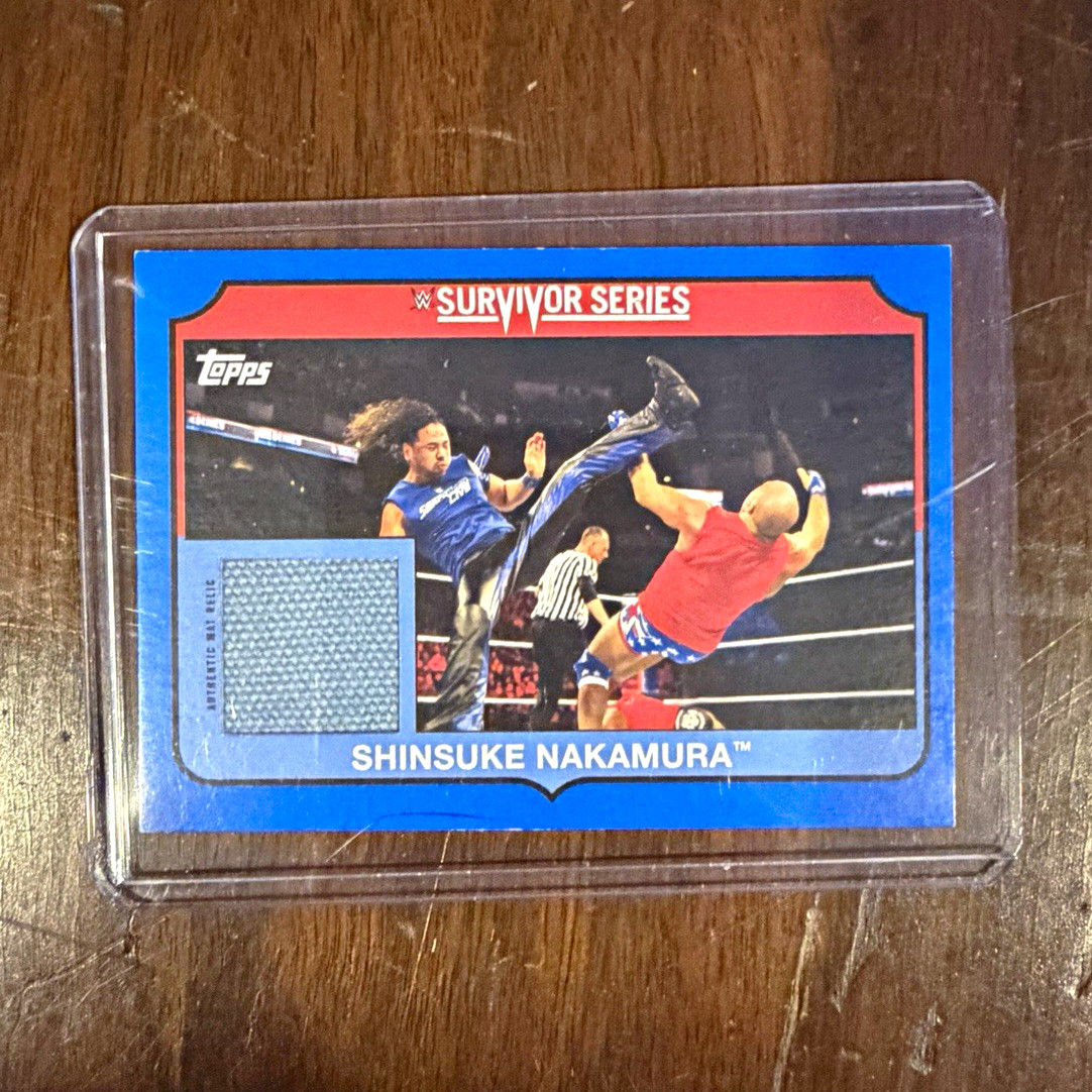2018 Topps Heritage WWE Shinsuke Nakamura Survivor Series Mat Relic Blue /50