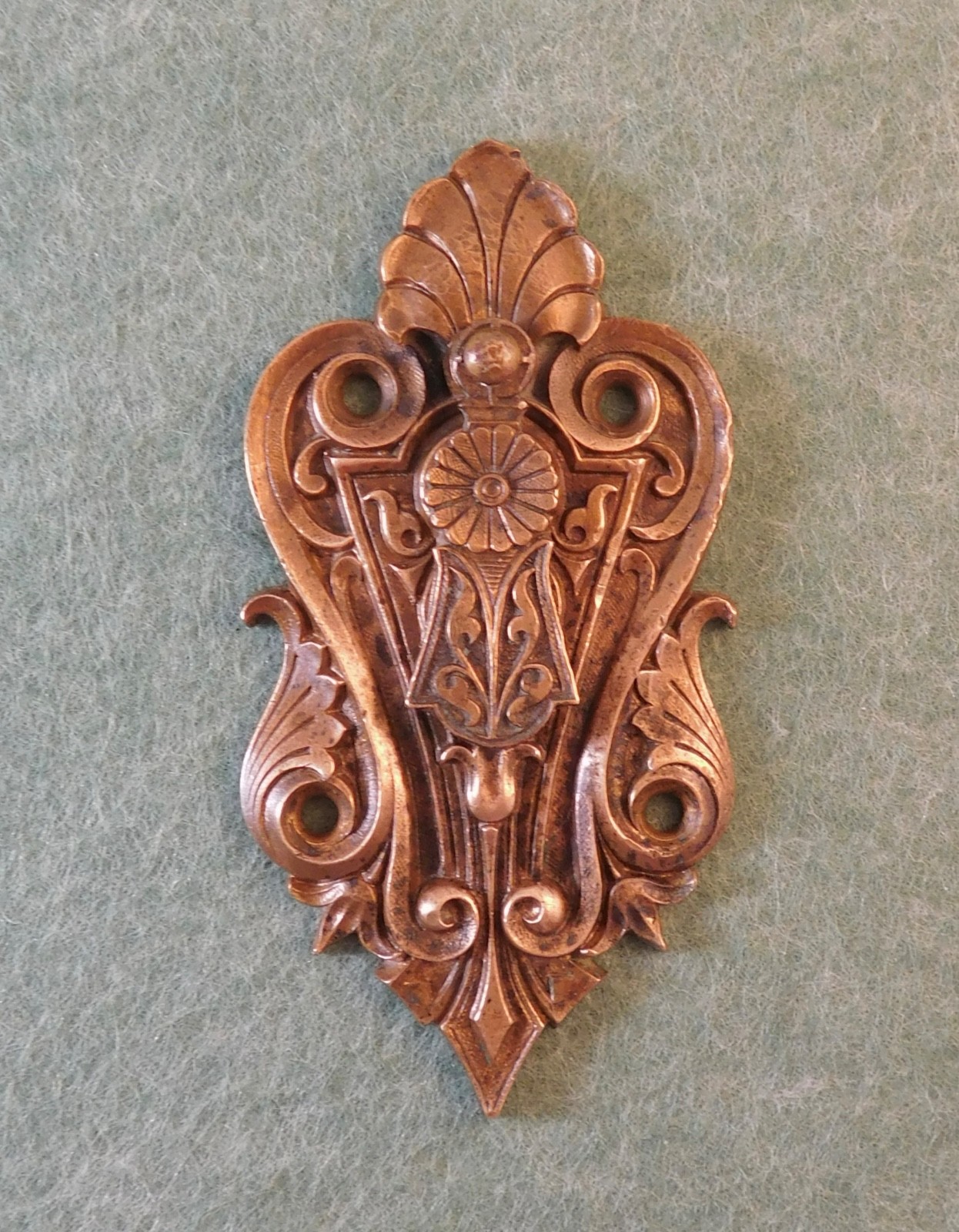Rare Antique key hole cover plate MCCC Russell Erwin Brass Bronze escutcheon Rare Antique key hole cover plate MCCC Russell Erwin Brass Bronze escutcheon