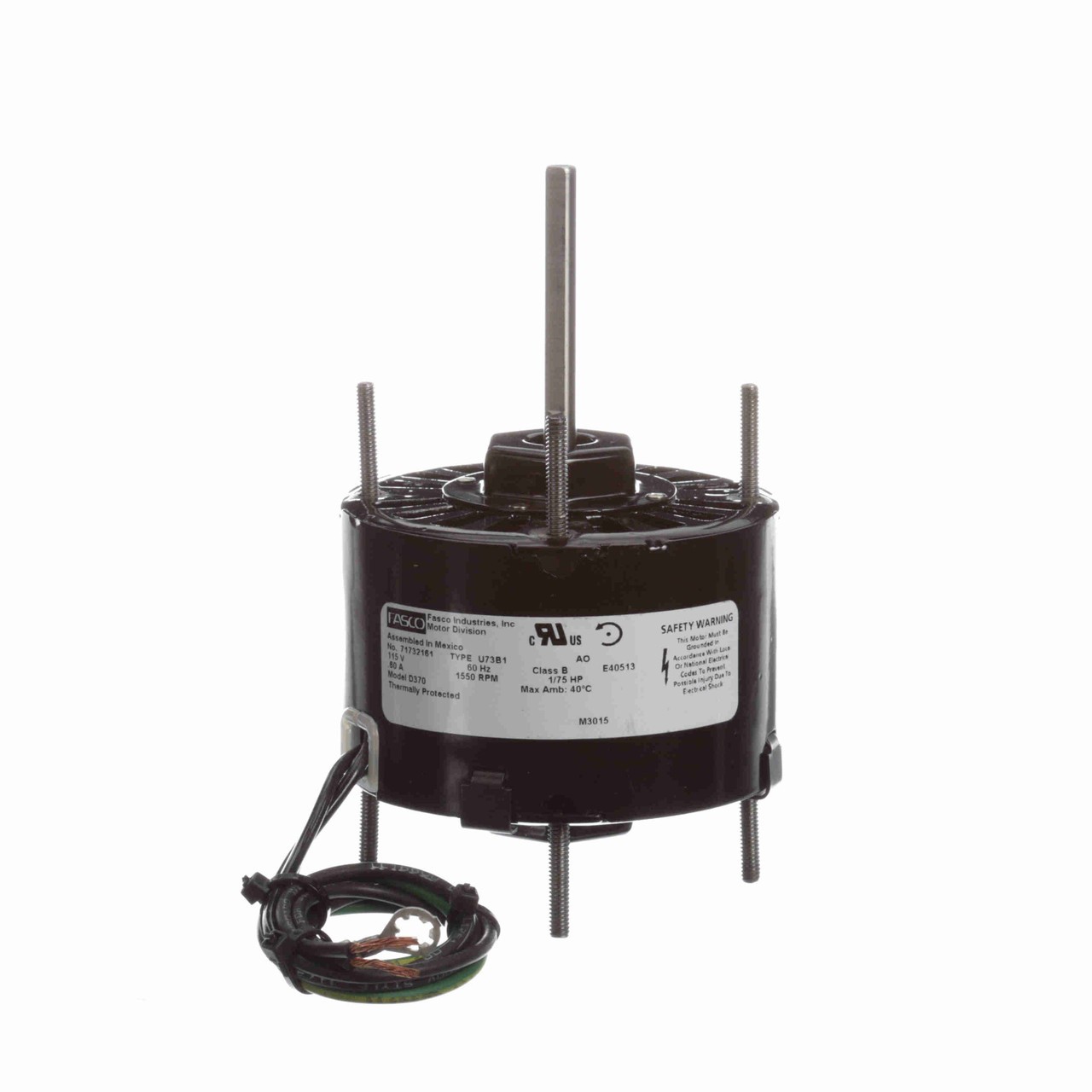 Fasco D370 NuTone Broan Bath Fan Motor 1/75 HP 1550 RPM 115V 3.3 in CCW 0.80A