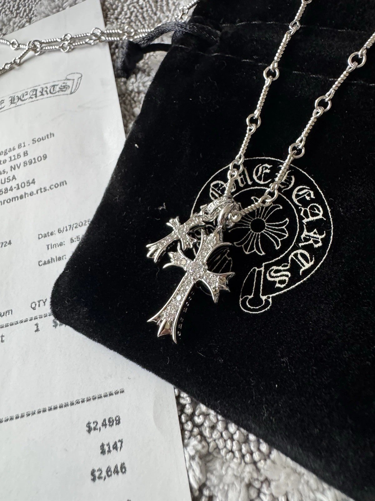 Chrome Hearts Cross Diamonds Pendant Chain Necklace 925 Silver 2001 Chrome Hearts Cross Diamonds Pendant Chain Necklace 925 Silver 2001