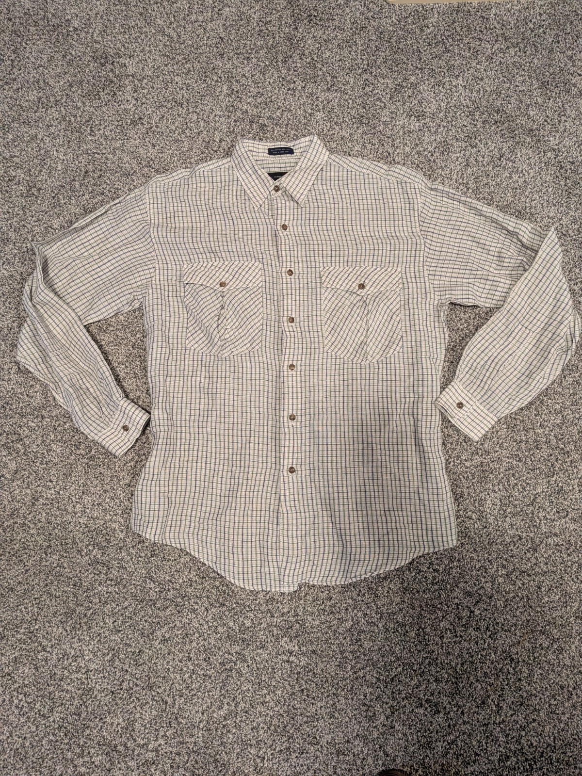 Vintage Alexander Julian Linen-Cotton Blend Check Shirt Made In Hong Kong Vintage Alexander Julian Linen-Cotton Blend Check Shirt Made In Hong Kong