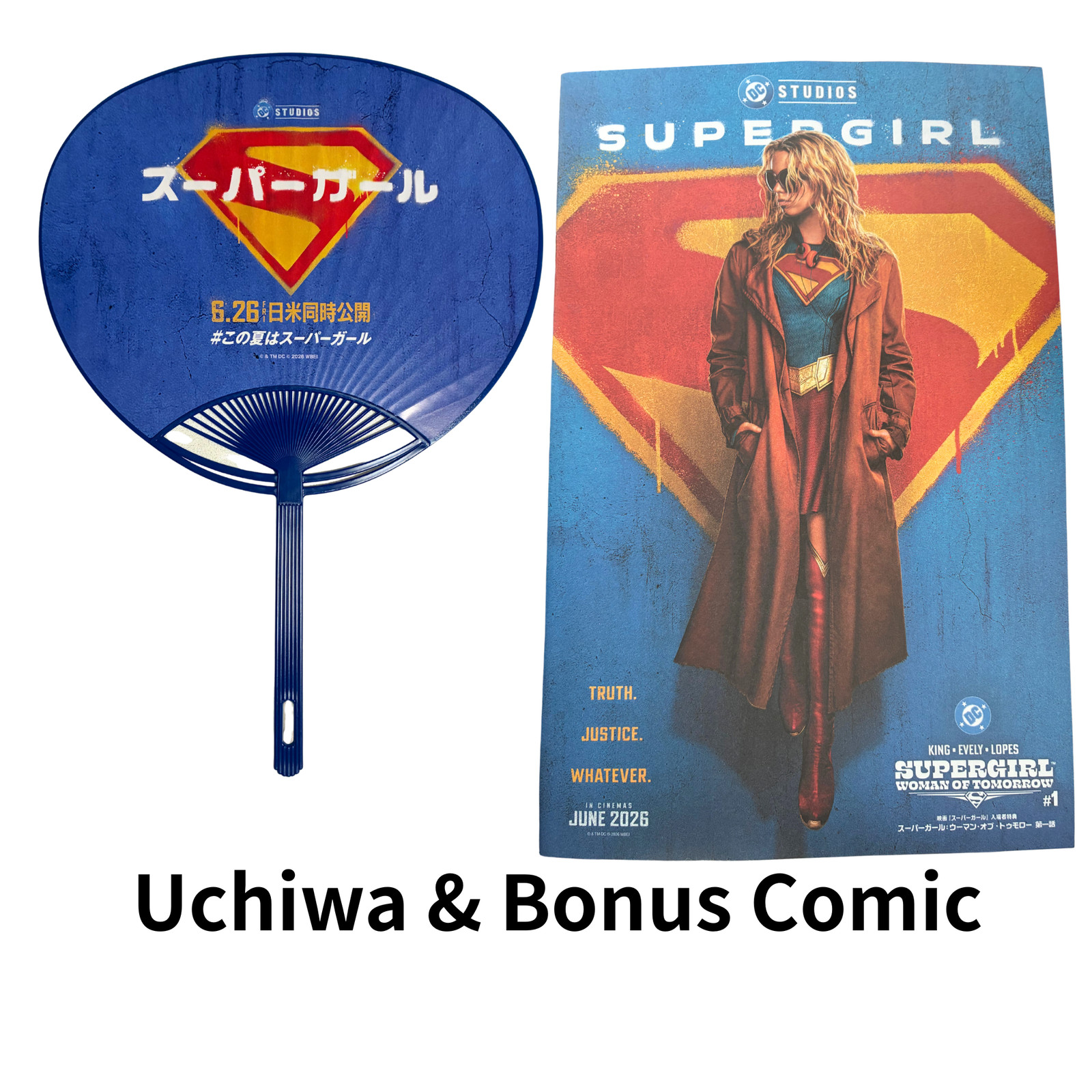 Supergirl Japanese Theater Bonus Comic + Promotional Uchiwa Set