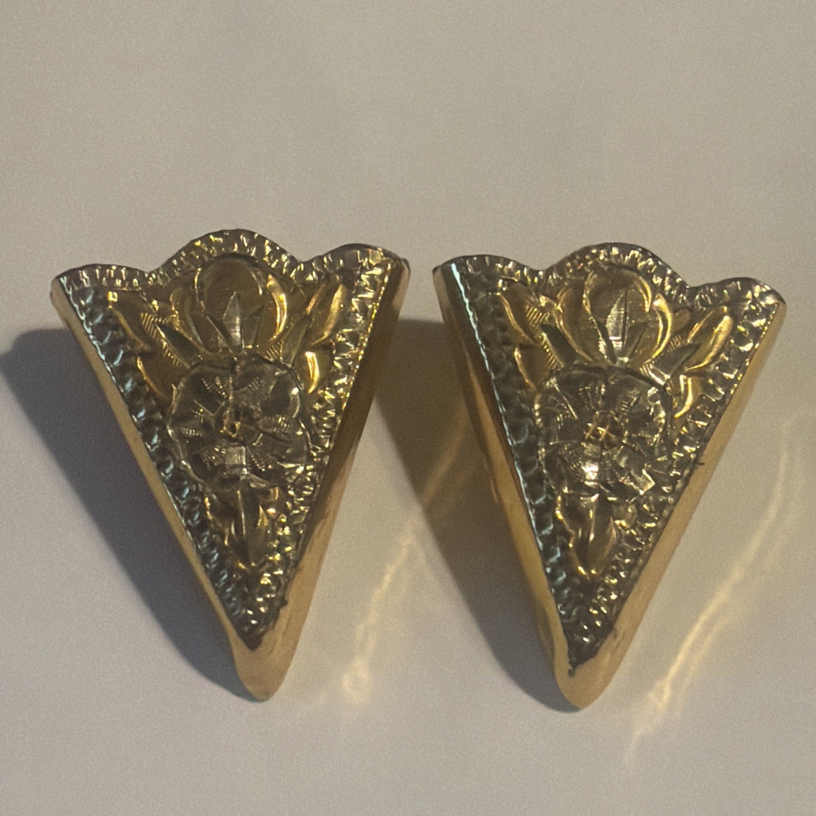 Vintage Native American Crumrine MFC 22k Gold Over Sterling Silver Colla Tips