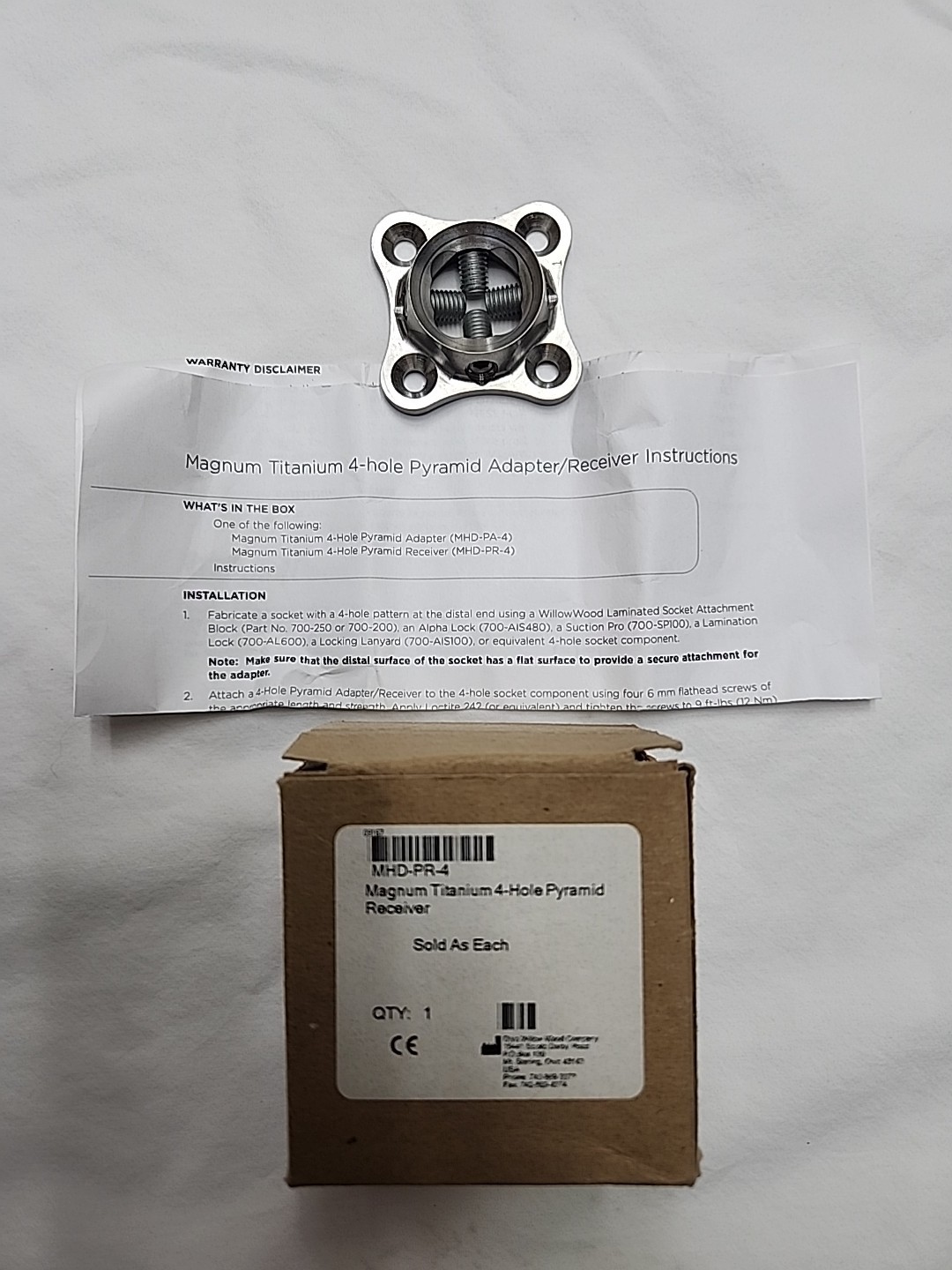 New Willowood Magnum Titanium 4-hole Pyramid Adapter/Reciever. MHD-PR-4 New Willowood Magnum Titanium 4-hole Pyramid Adapter/Reciever. MHD-PR-4