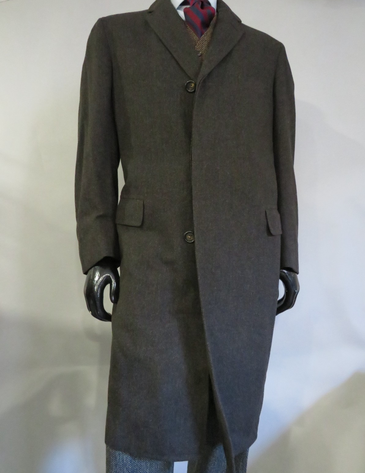 VTG 1965 WHITE New haven J Press style heavy herringbone tweed topcoat 42 R