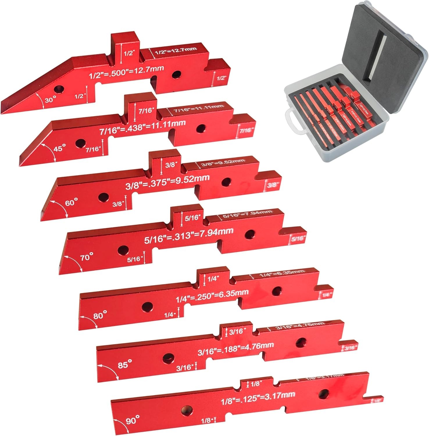 HFS(R) 7pc Router Table Setup Bars Setup Blocks Height Gauge Set Aluminum Alloy