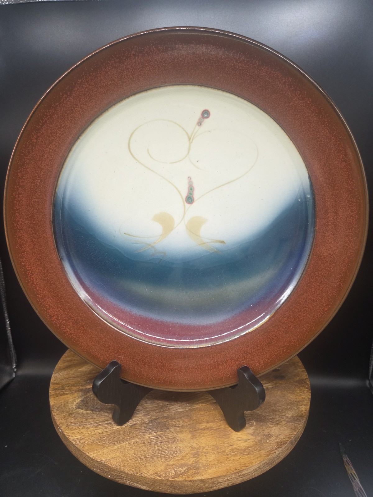 Rare Handcrafted Decorative Ceramic Plate by Alan Vigland 12.5\ Rare Handcrafted Decorative Ceramic Plate by Alan Vigland 12.5\