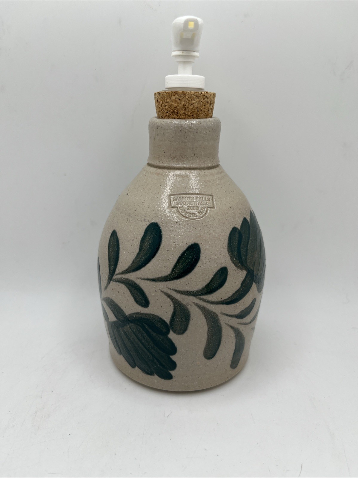 Rare Vintage Salmon Falls Pottery Soap Dispenser W/ Pump GREEN PENNSYLVANIA 2000