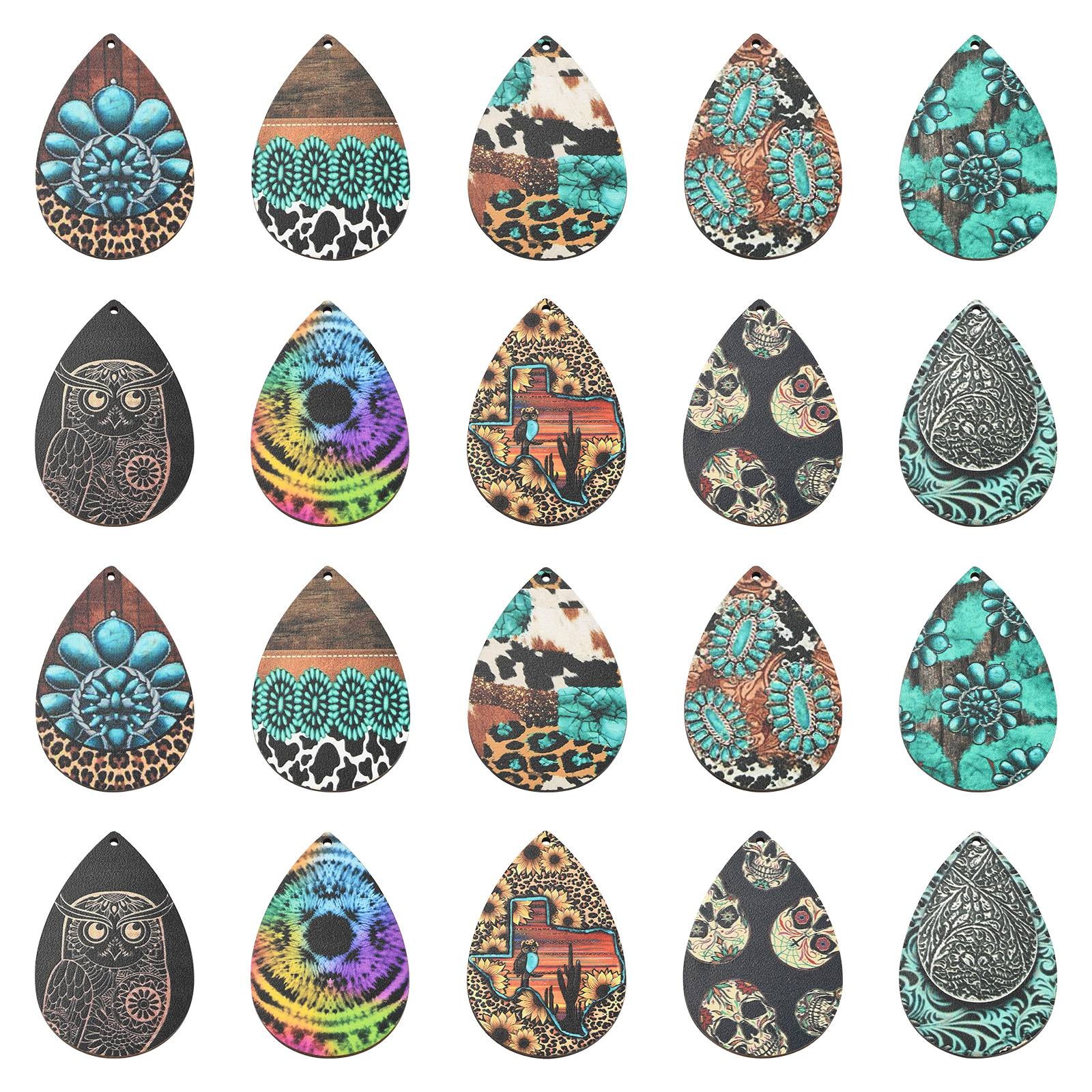 32Pcs Wooden Earring Charms Teardrop Dangle Pendants for Earrings Jewelry Making 32Pcs Wooden Earring Charms Teardrop Dangle Pendants for Earrings Jewelry Making
