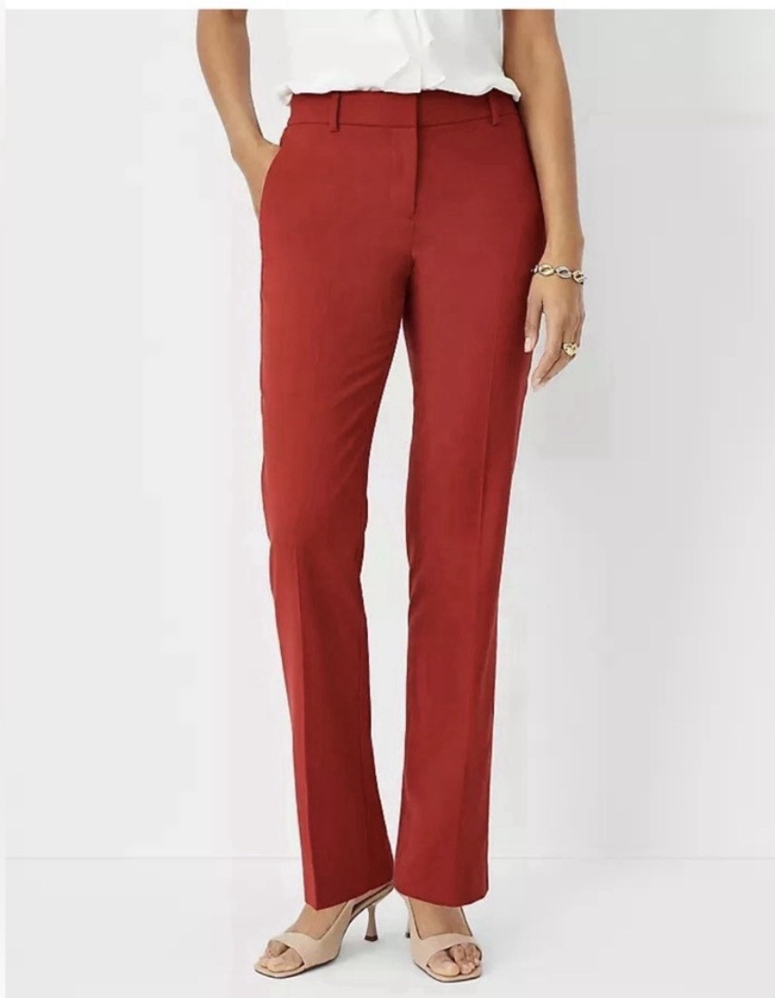 EUC Ann Taylor Beautiful Bold Red Trouser Pants In Size 4