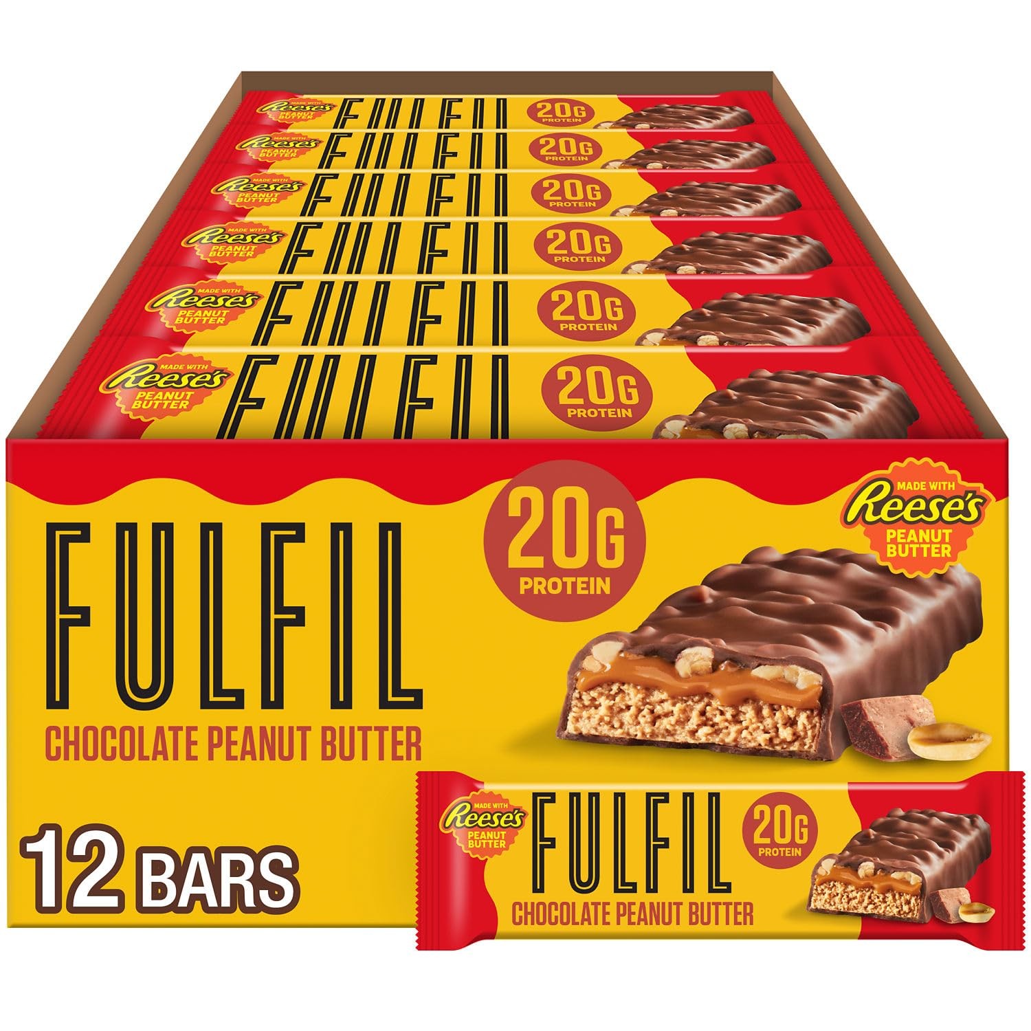 FULFIL Chocolate Peanut Butter Flavored Protein Bar 20g (Pack of 12) FULFIL Chocolate Peanut Butter Flavored Protein Bar 20g (Pack of 12)