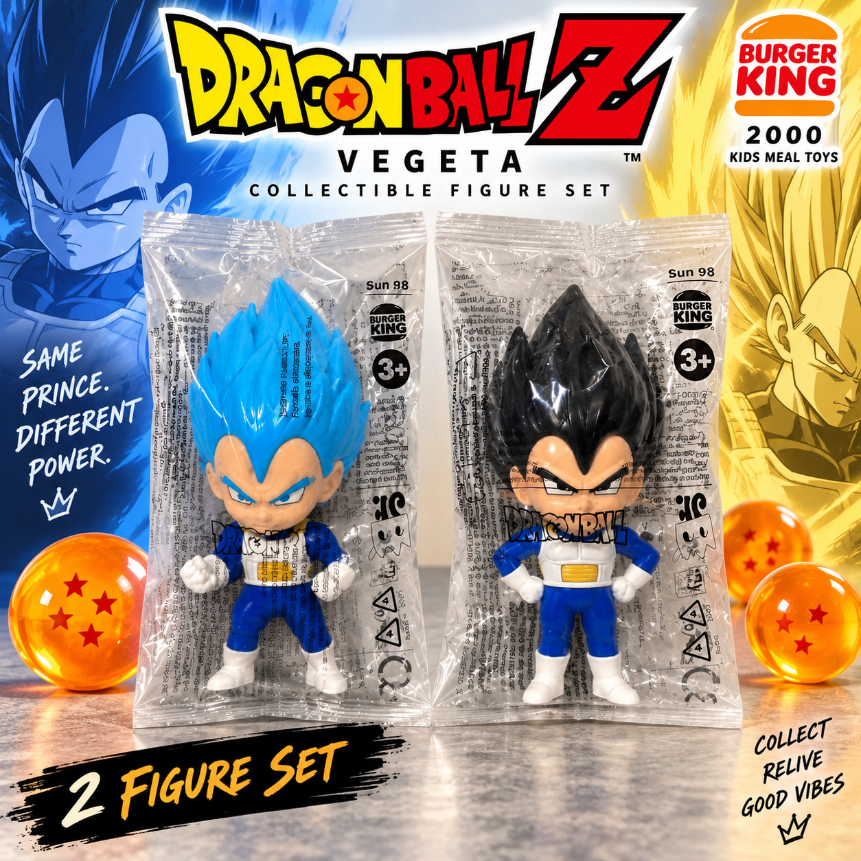 Burger King Dragon Ball Z VEGETA Normal and Blue Burger King Dragon Ball Z VEGETA Normal and Blue