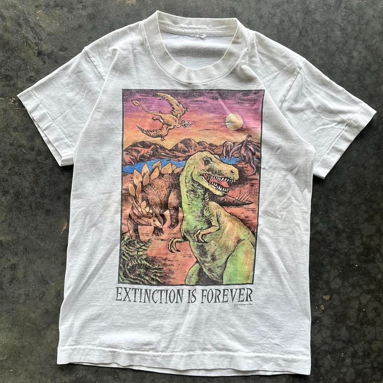 90’s Vintage Dinosaur Extinction Human Funny Tee Unisex Short Sleeve Shirt S-5XL
