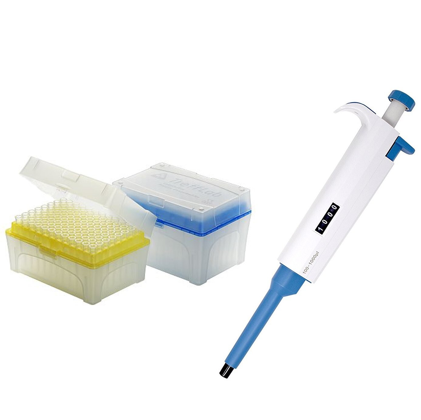 Adjustable Variable Single Channel Micropipette 100-1000ul kit, 2 racks of tips