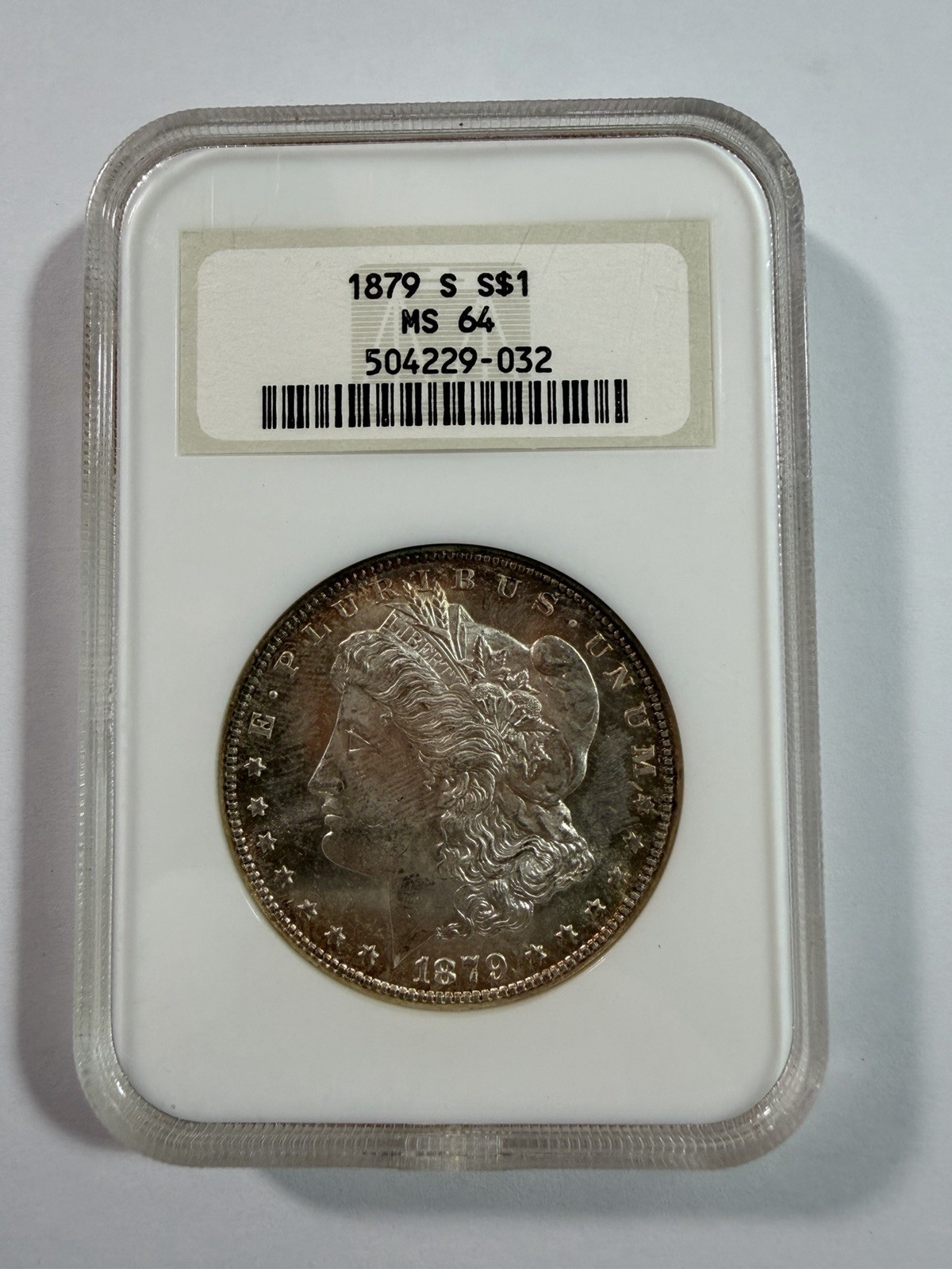 1879-S Morgan Silver Dollar NGC MS64 Old Holder – Attractive Toning