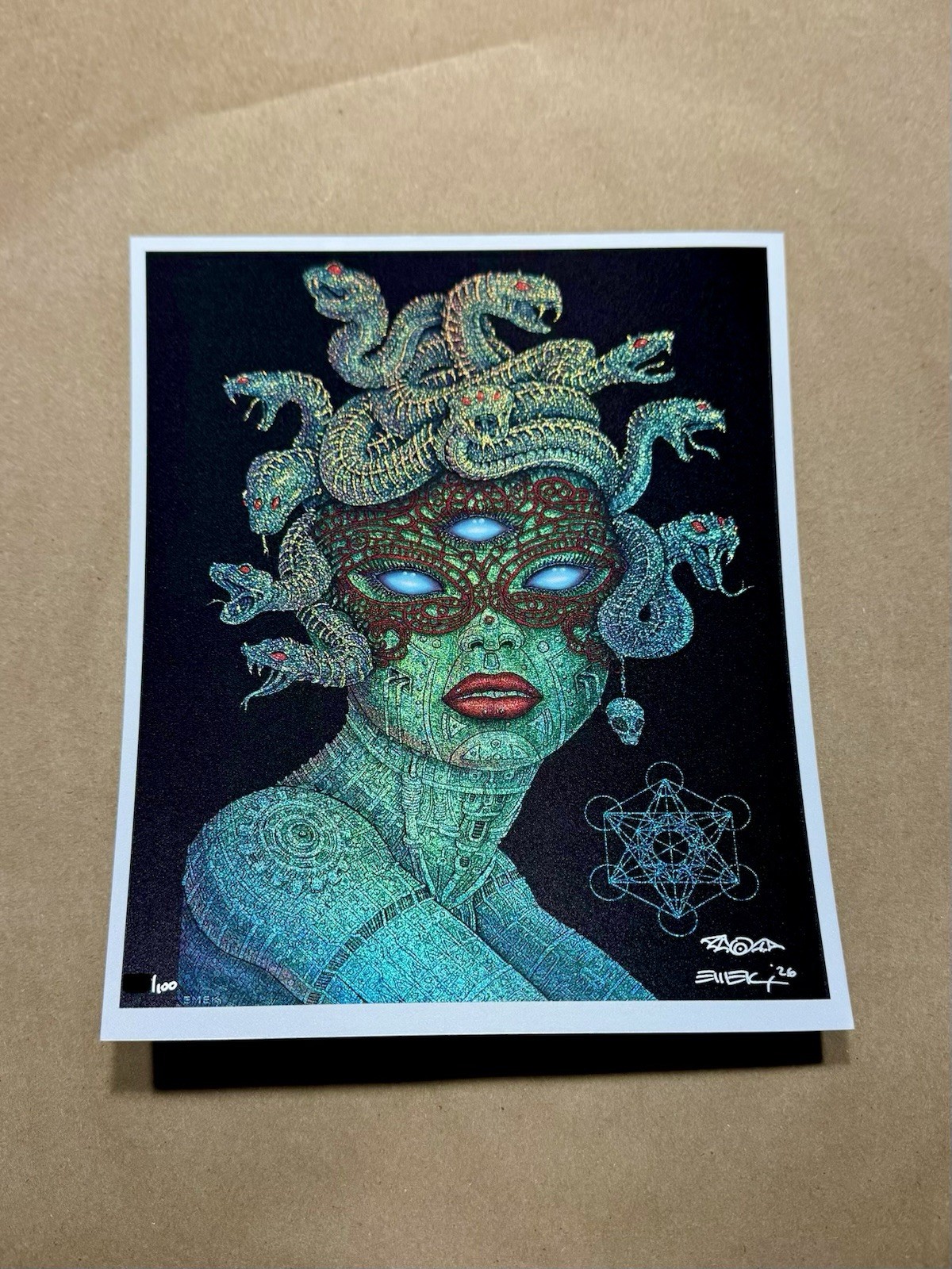 EMEK Medusa Sparkle Foil Mini Art Print #/100 EMEK Medusa Sparkle Foil Mini Art Print #/100