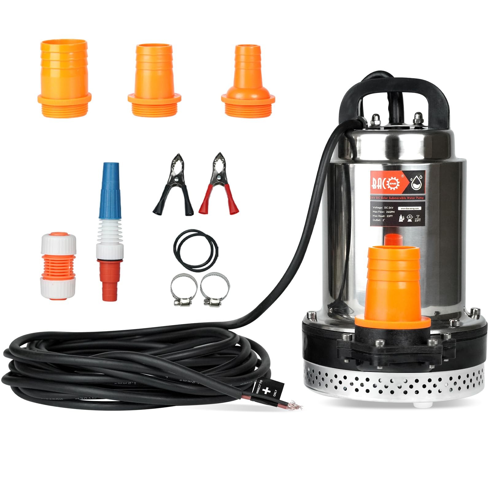 Bomba Solar Pozo Profundo 24V 120W 20FT Elevacion Sumergible Riego Industrial