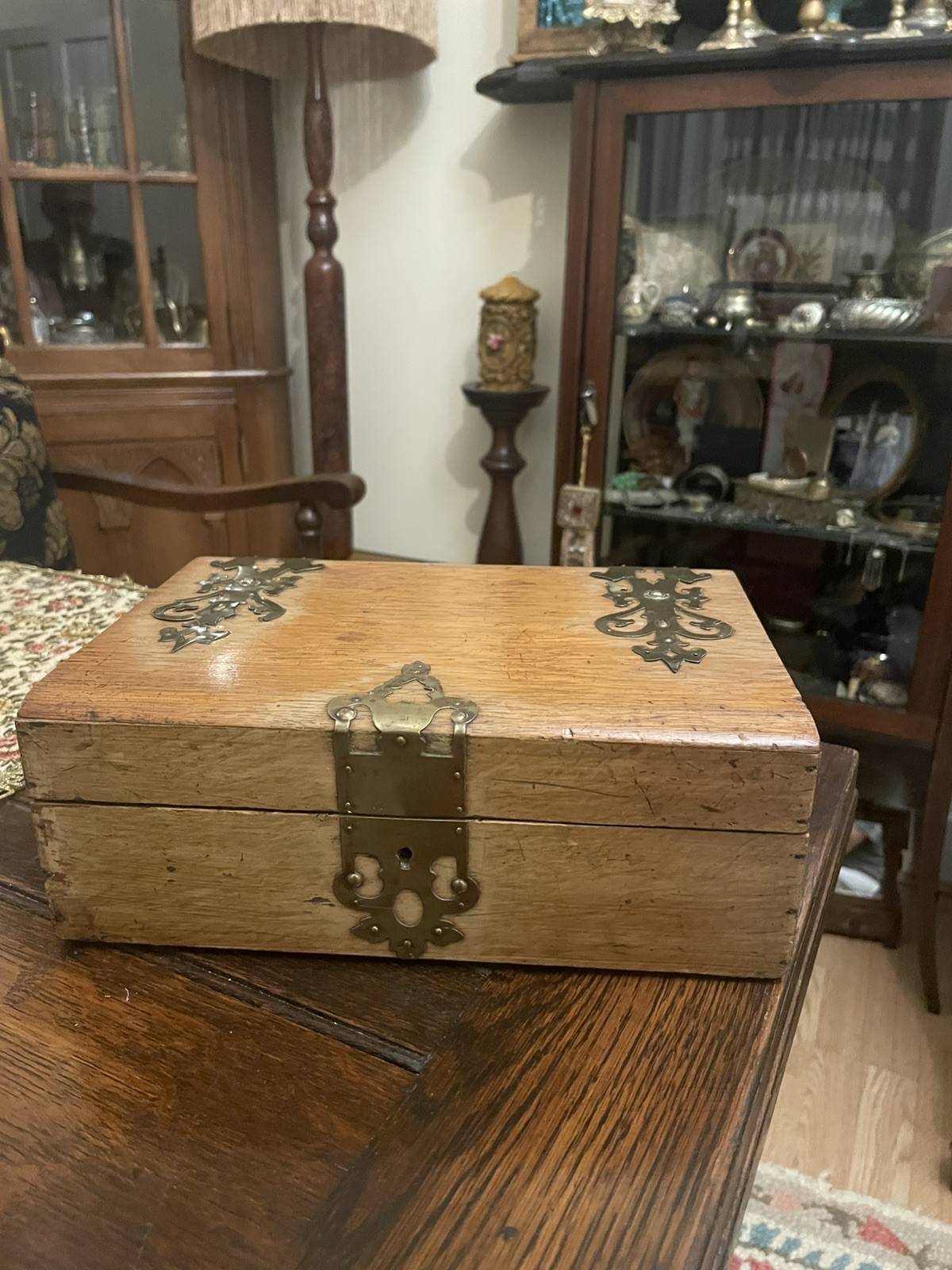  Antique Victorian Solid walnut Wooden Writing Slope Box