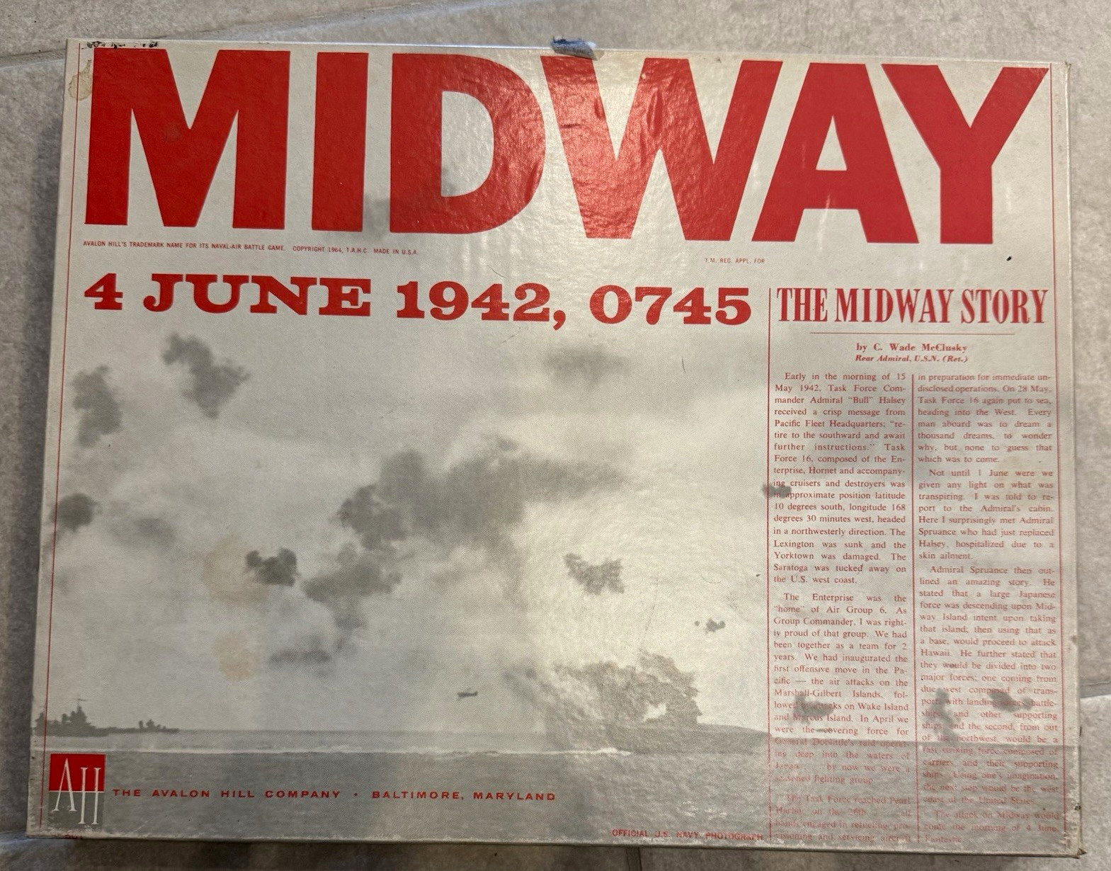 The Avalon Hill Company Midway War Board Game Vintage 1964 Complete MPN 601