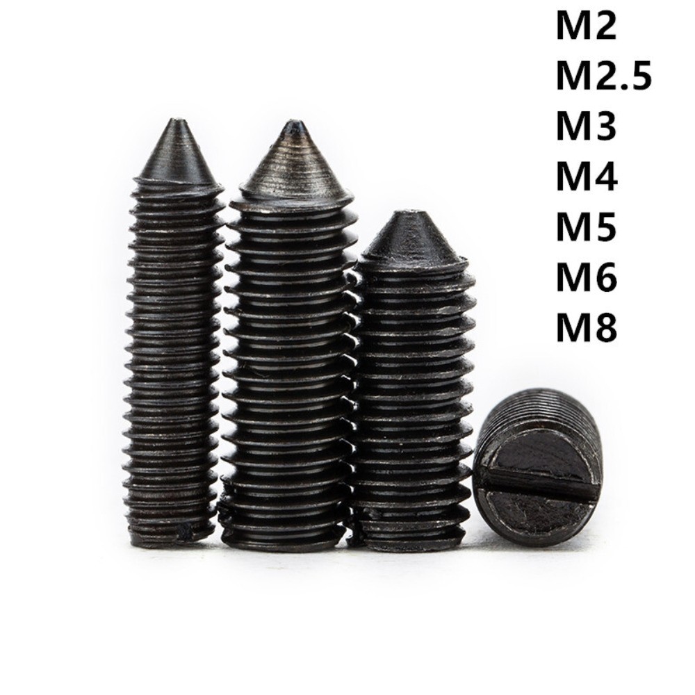 Black Steel Slotted Set Screws With Cone Point M2 M2.5 M3 M4 M5 M6 M8 Black Steel Slotted Set Screws With Cone Point M2 M2.5 M3 M4 M5 M6 M8