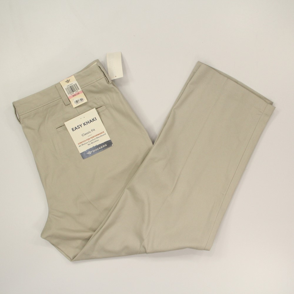 Dockers Men\'s Easy Khaki Chino Pants Size 40x30 Classic Fit Beige Comfort Waist