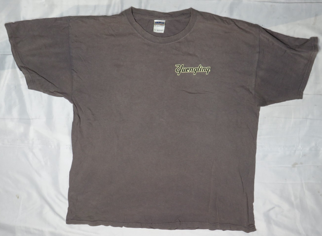 YUENGLING BOCK BEER TEE SHIRT XL GRAY SS VINTAGE PROMO RARE TASTES GOOD RAM
