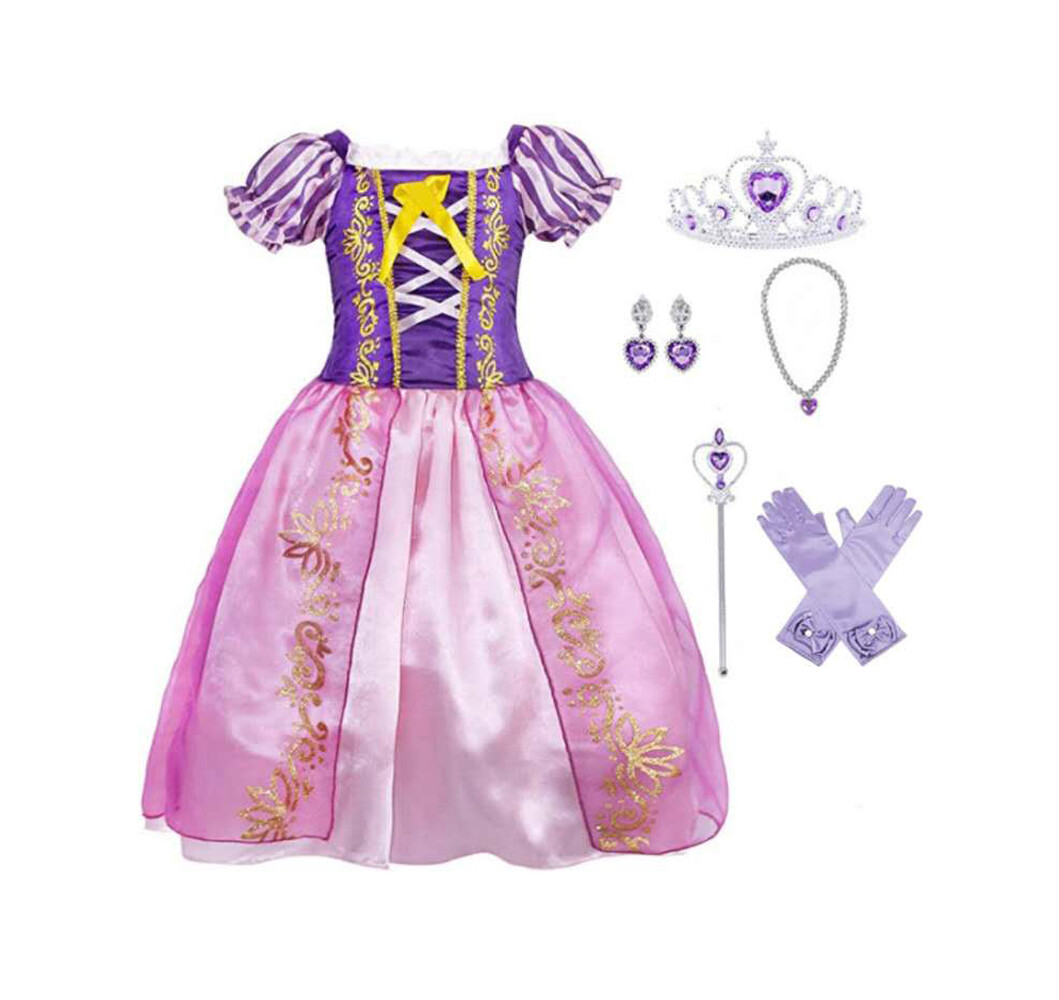 Girl\'s Princess Dress  Costume Cosplay Dress Up with Accessories (Purple)