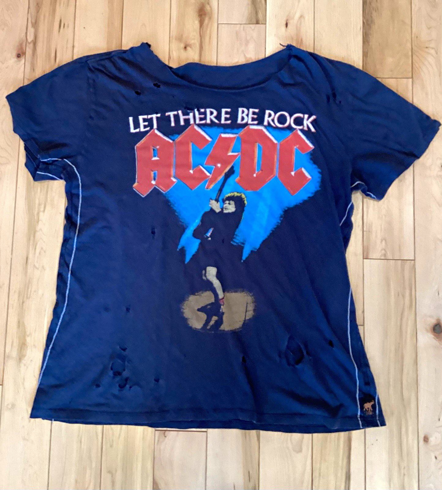 AC/DC Let There Be Rock World Tour Blue Double-Sided Cotton T-Shirt L/XL