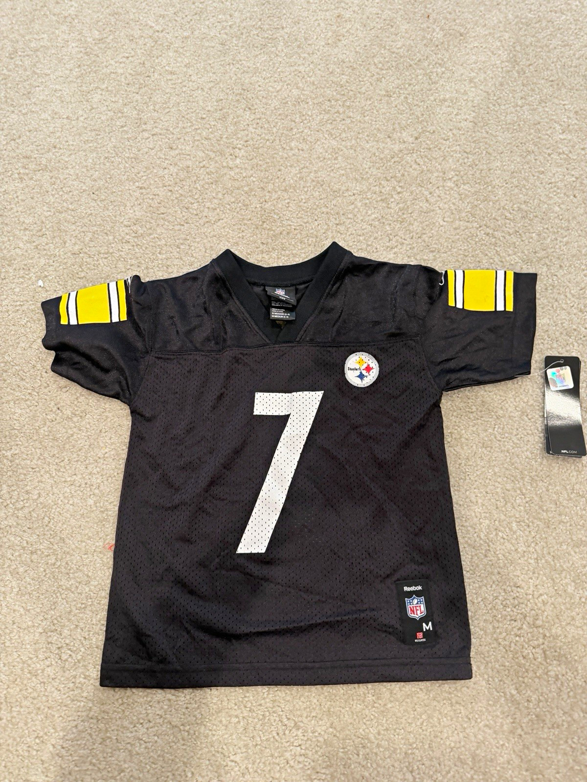 Reebok Pittsburgh Steelers Ben Roethlisberger #7 Black NFL Jersey Size M Kids