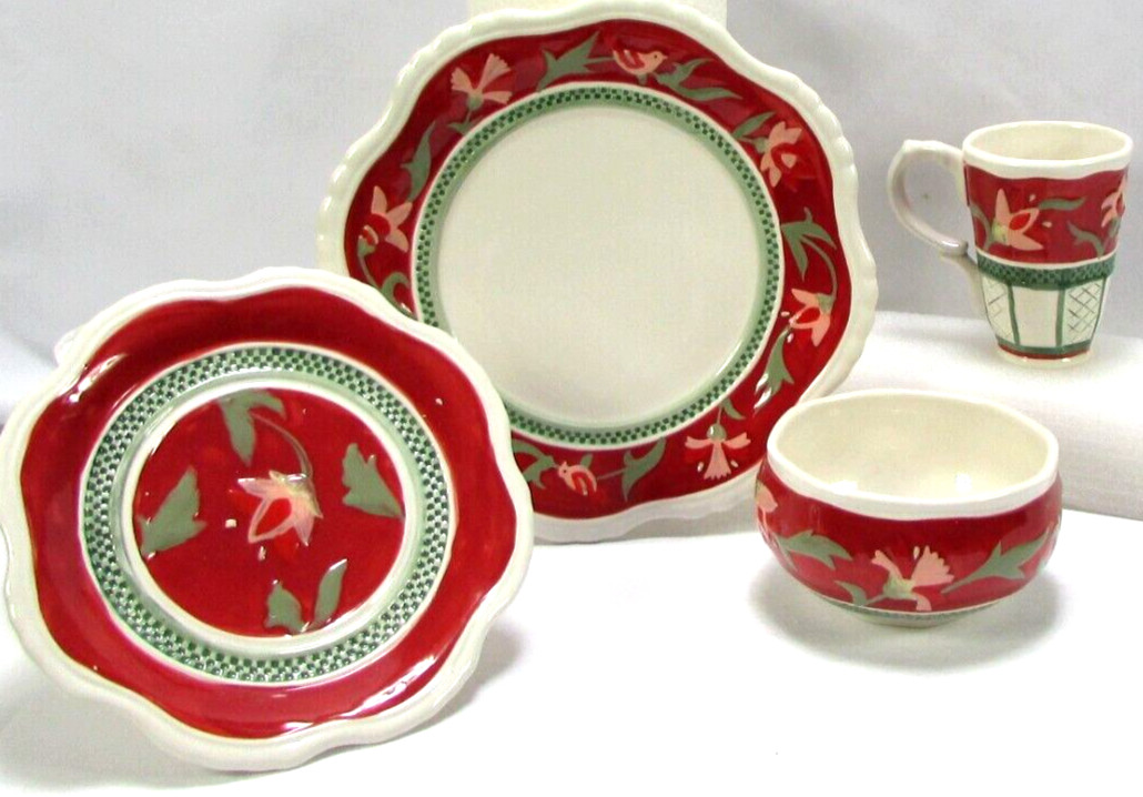 Fitz and Floyd Chalet 16-Piece Earthenware Multicolored Christmas Dinnerware Set