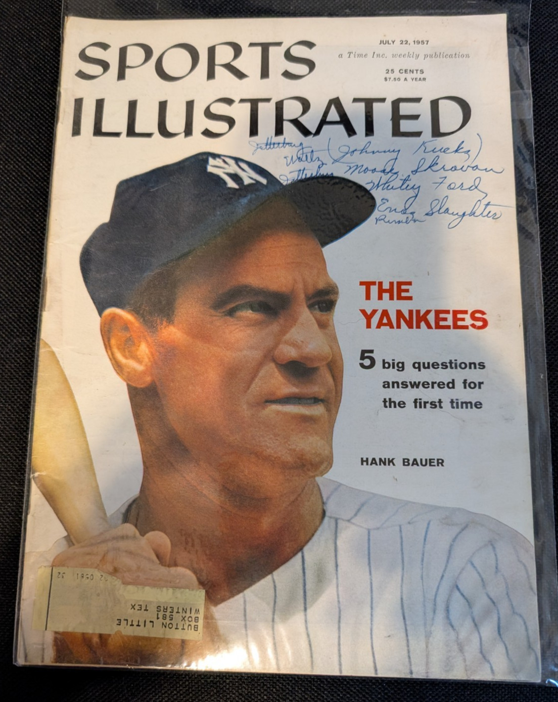 July 22 1957 SPORTS ILLUSTRATED THE YANKEES Cover BASEBALL Signed Ford Slaugh July 22 1957 SPORTS ILLUSTRATED THE YANKEES Cover BASEBALL Signed Ford Slaugh