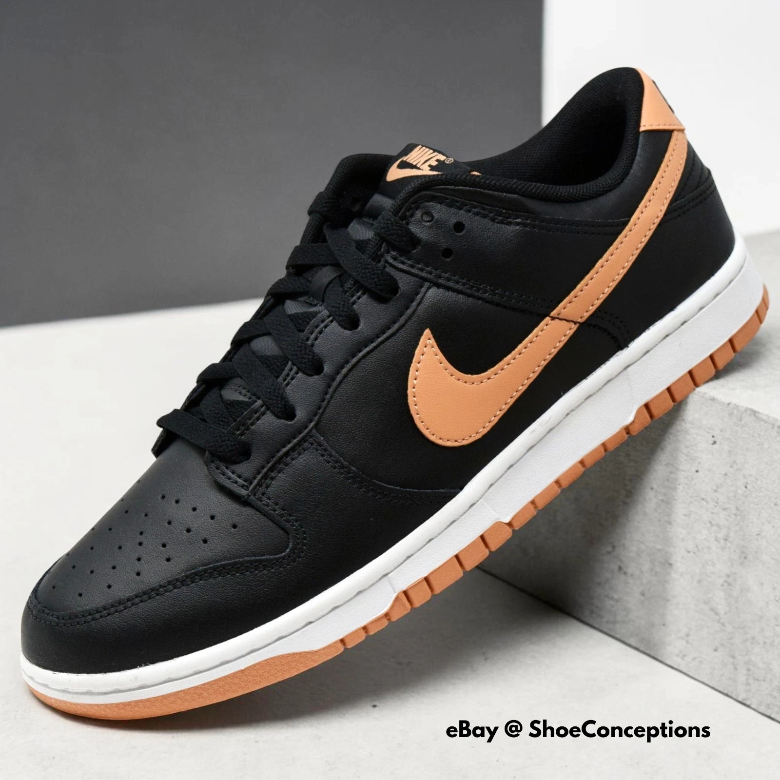 Nike Dunk Low Retro Black Amber Brown White DV0831-004 Men's Sizes NEW