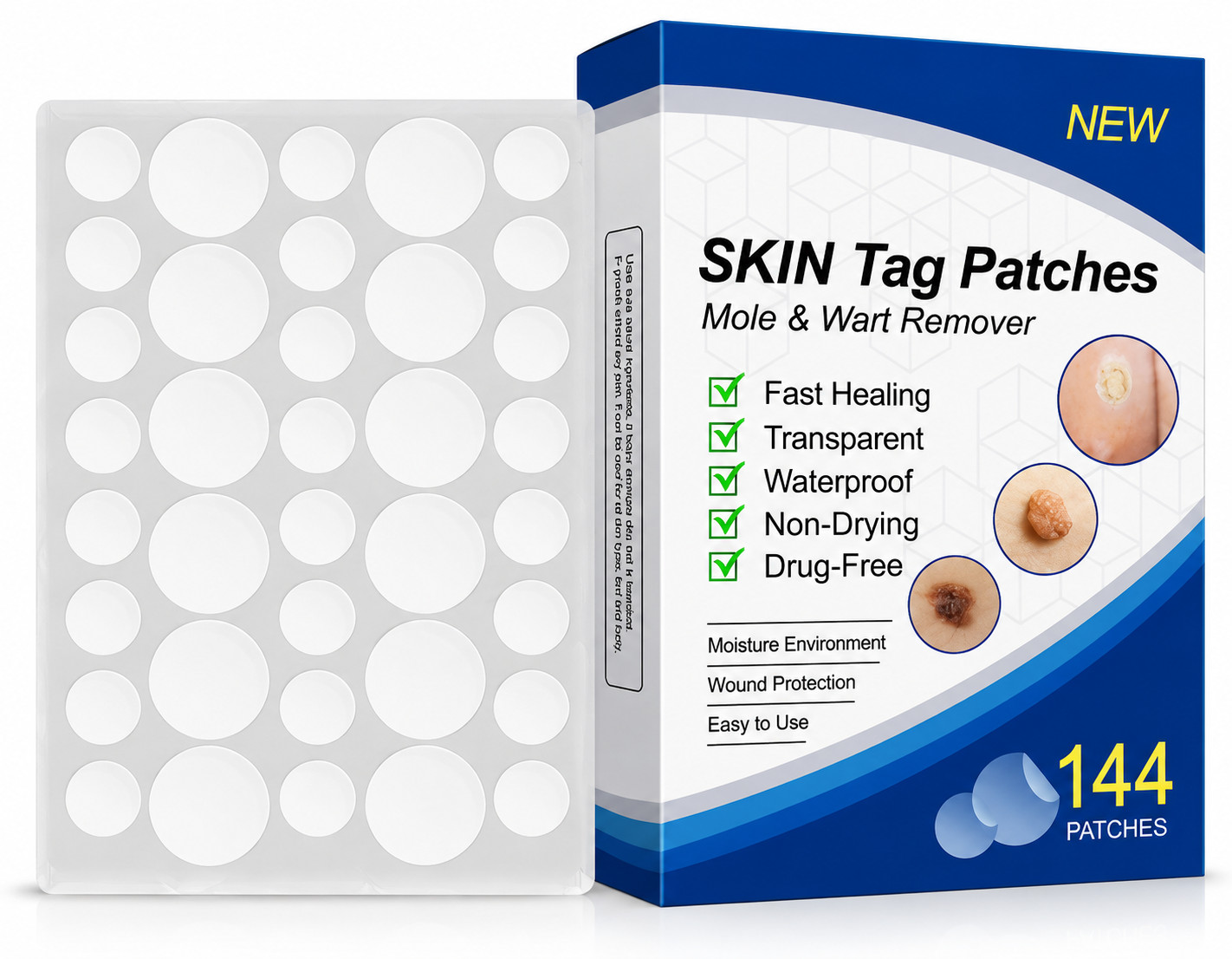 144 Pack of Skin Tag Remover Patches Effective Removal Sticker Quick Mole Wart