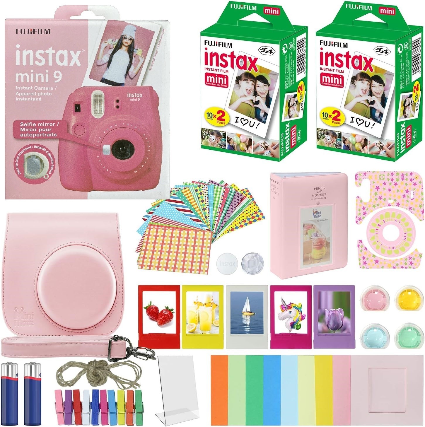 Fujifilm Instax Mini 9 Instant Camera Deluxe Bundle Flamingo Pink Fujifilm Instax Mini 9 Instant Camera Deluxe Bundle Flamingo Pink