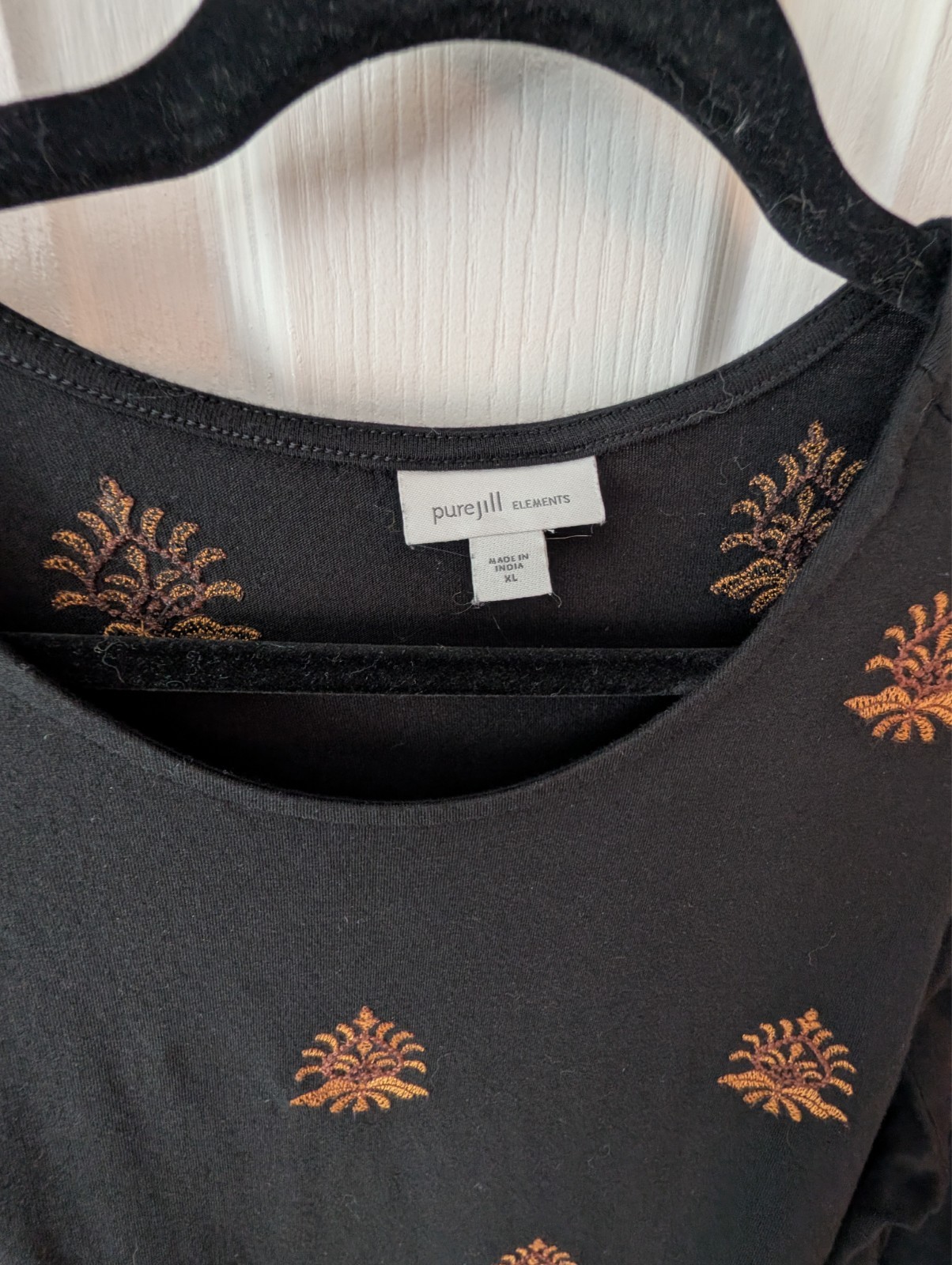 J.Jill Pure Jill Embroidered-Knit Flounced Top XL