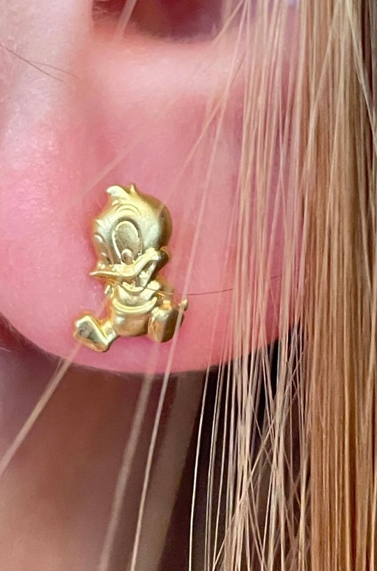 18k Solid Gold Walt Disney Looney Tunes Donald Duck Disney Vintage Jewelry 2000