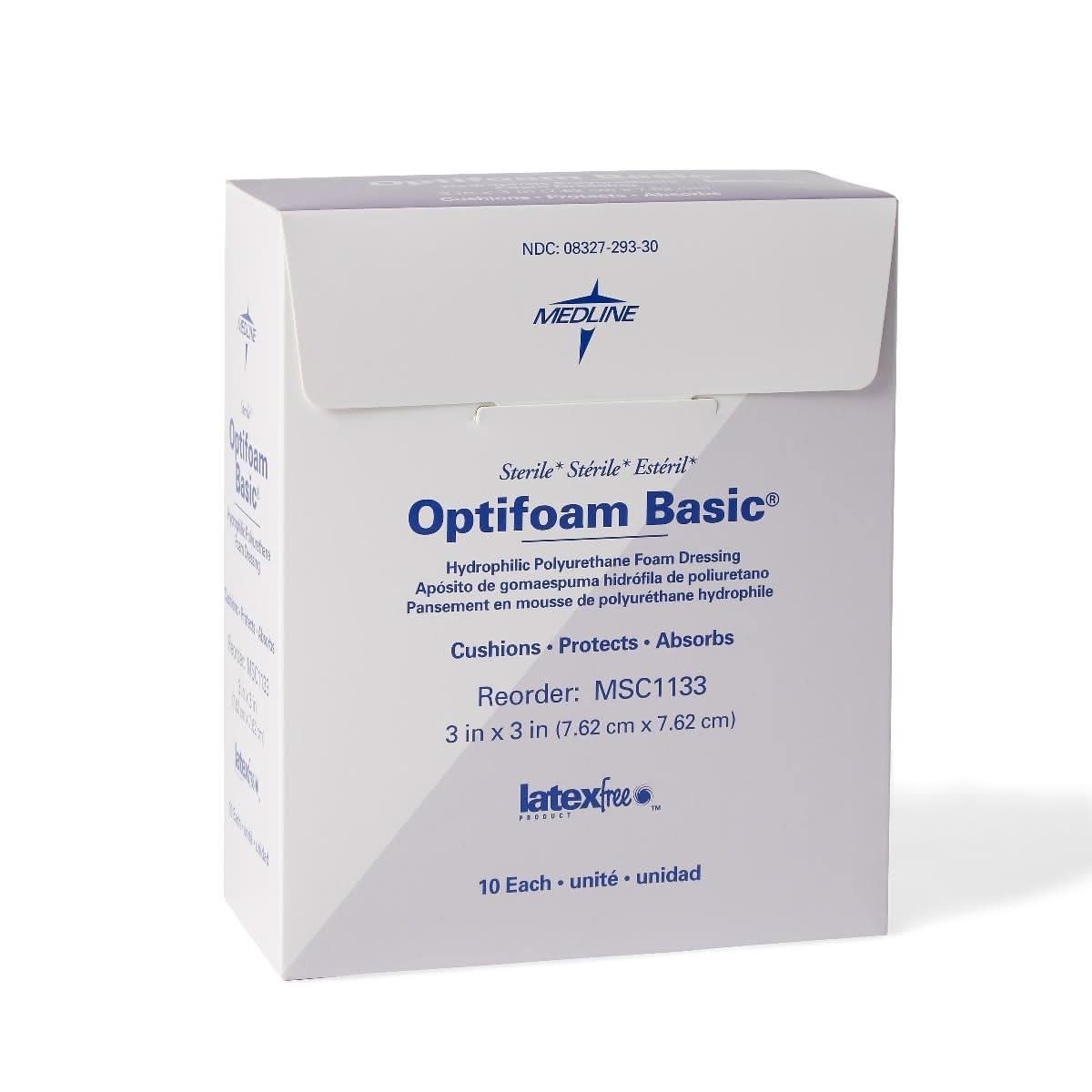 Medline Optifoam Basic Hydrophilic Polyurethane Foam Wound Dressings