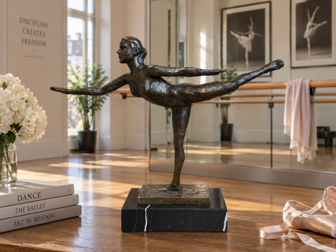 Solid Bronze & Marble Sculpture - Ballerina Ballet Girl Dancing - Signed DEGAS