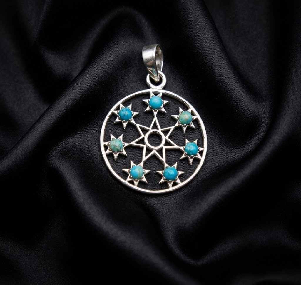 OOAK Handmade Sterling Silver Star of David Pendant Genuine Turquoise Judaica 92 OOAK Handmade Sterling Silver Star of David Pendant Genuine Turquoise Judaica 92