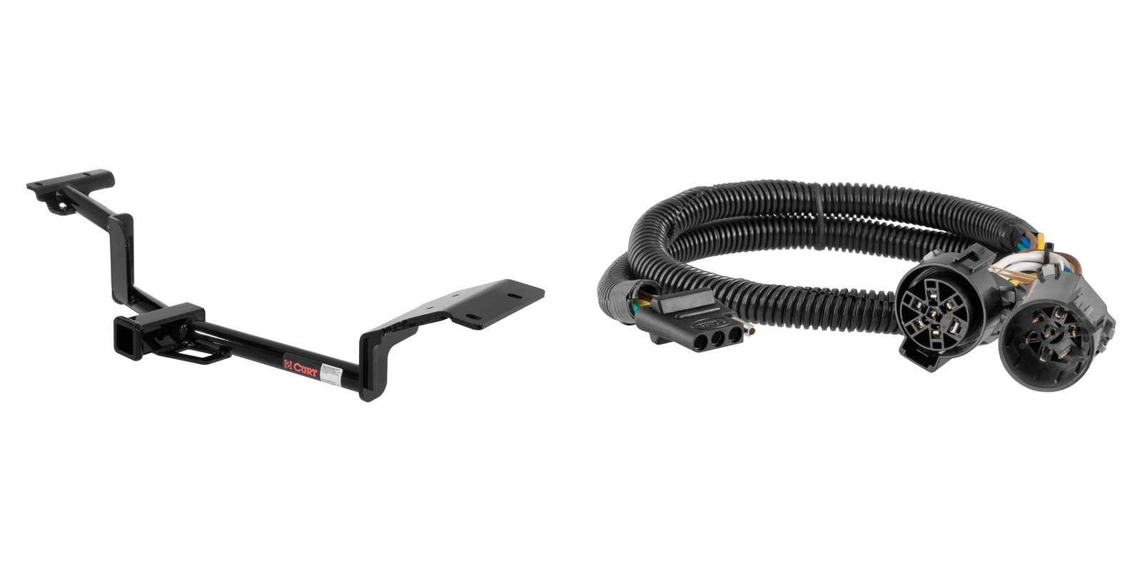 CURT Class 3 Trailer Hitch And 4-Way Flat Wiring Harness Fits USCAR 13110-55384 CURT Class 3 Trailer Hitch And 4-Way Flat Wiring Harness Fits USCAR 13110-55384