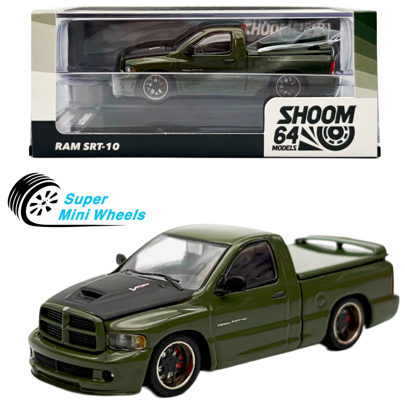 SHOOM64 1:64 2003 Dodge Ram SRT-10 Pickup – Green Metallic SHOOM64 1:64 2003 Dodge Ram SRT-10 Pickup – Green Metallic